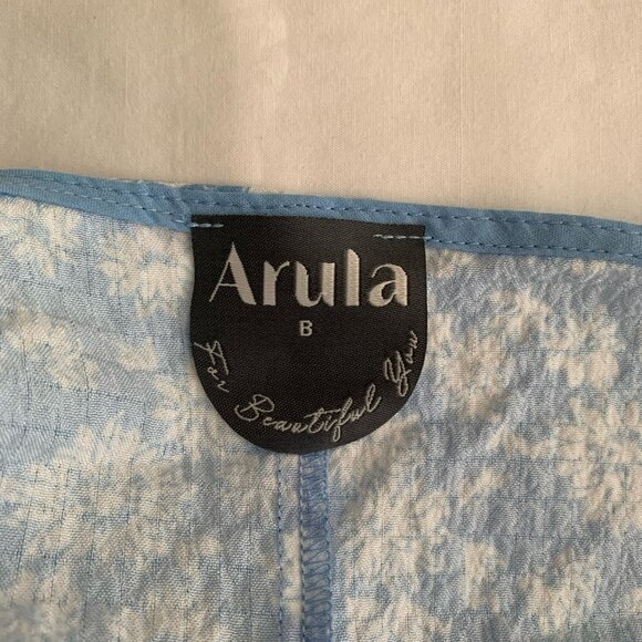 Arula 2X Light Blue Floral Dress Sleeveless Lace Mini Lined Sundress NWT - Picture 10 of 13